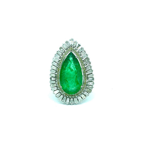 Emerald and Diamond Statement Ring