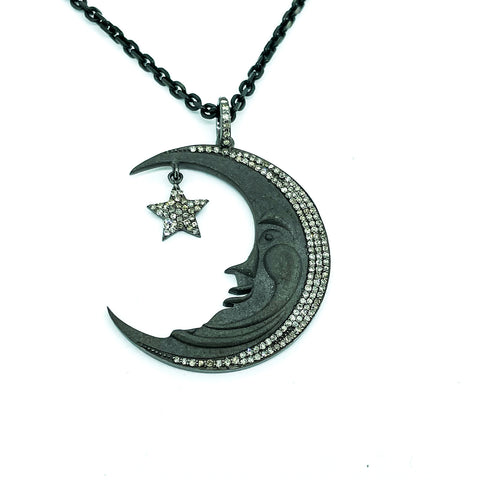 Moon and Star Diamond Pendant
