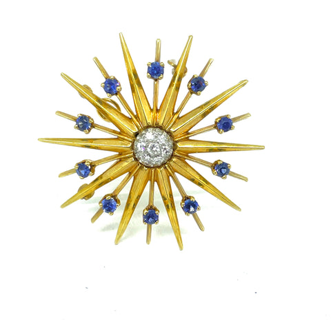 Diamond Sapphire Star Pin/Pendant