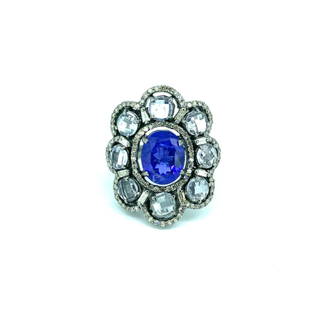 Tanzanite, Sapphire, and Diamond Ring