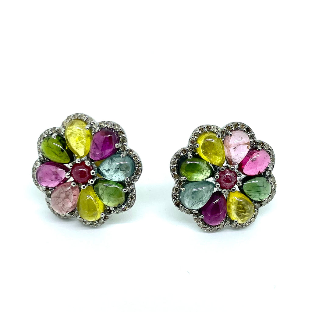 Multicolor Tourmaline Diamond Earrings