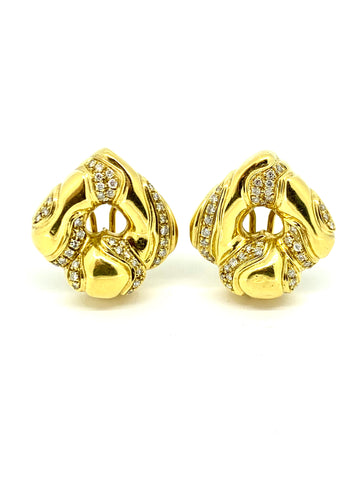 Vintage 18K Gold and Diamond Earrings