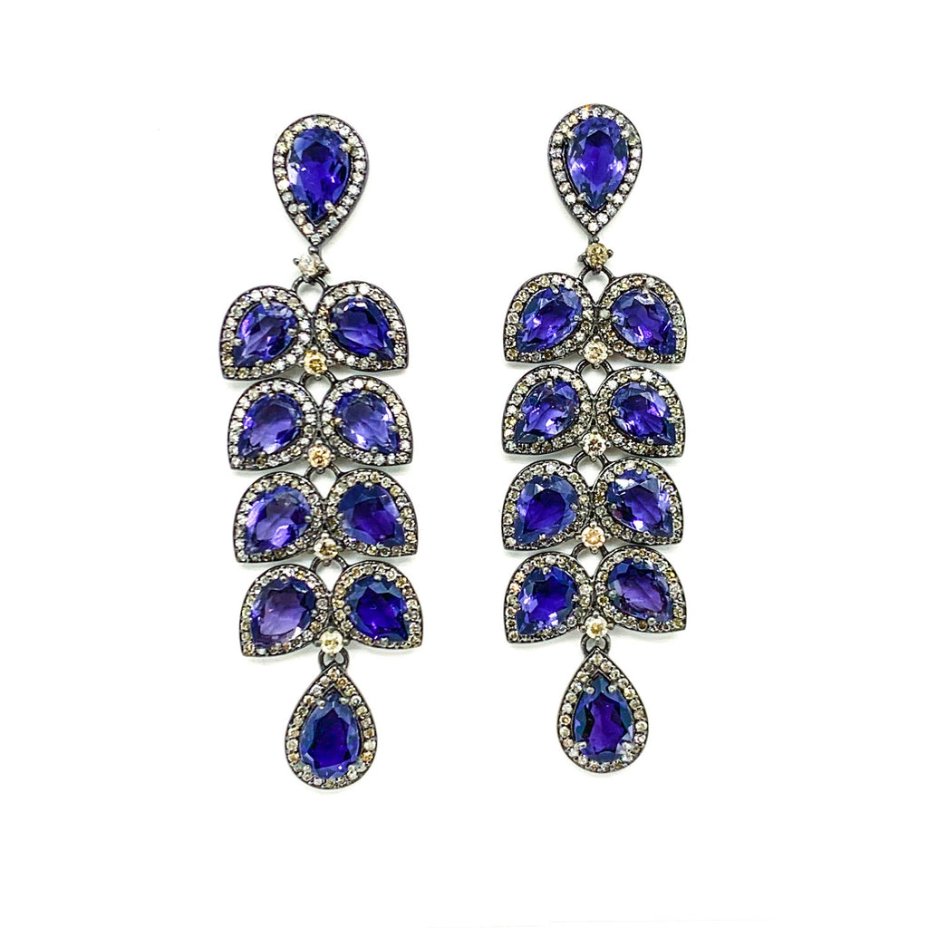 Iolite and Diamond Earrings