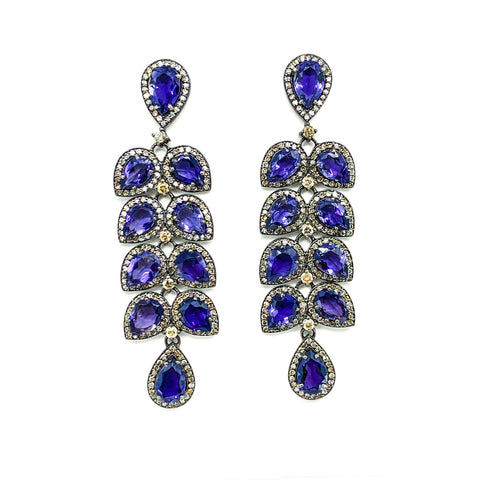 Iolite and Diamond Earrings