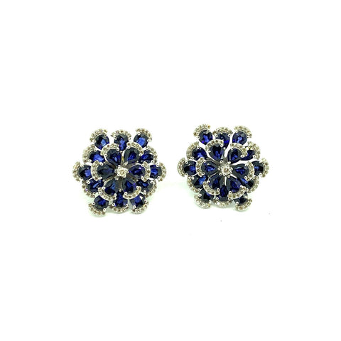 Sapphire and Diamond Flower Earrings