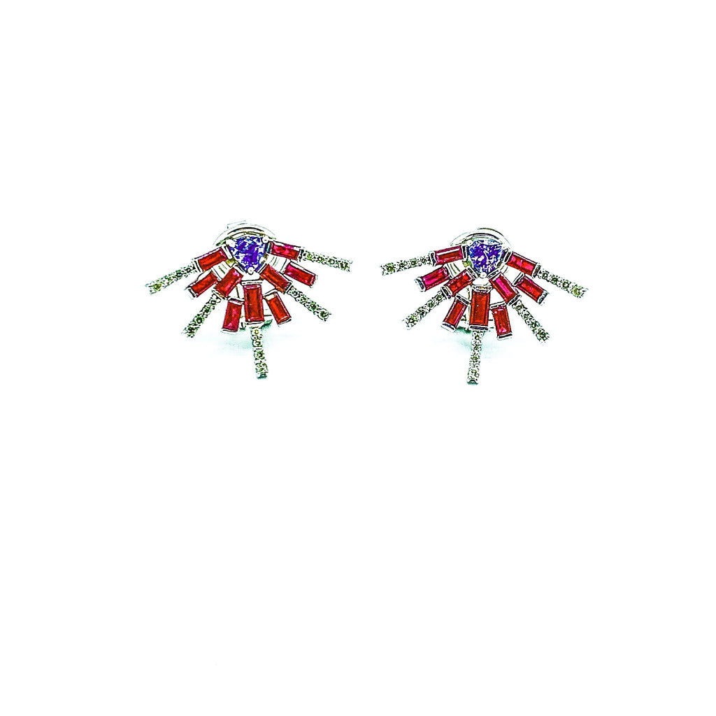 Ruby Diamond and Tanzanite Earrings