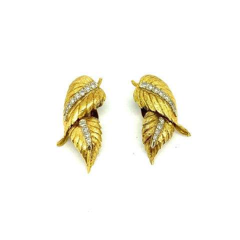 Vintage Diamond Leaf Earrings