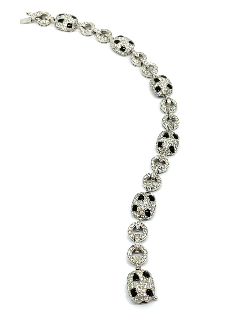 Diamond Black Enamel Panther Bracelet