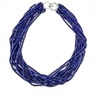 fourteen strand  Lapis Lazuli faceted bead necklace