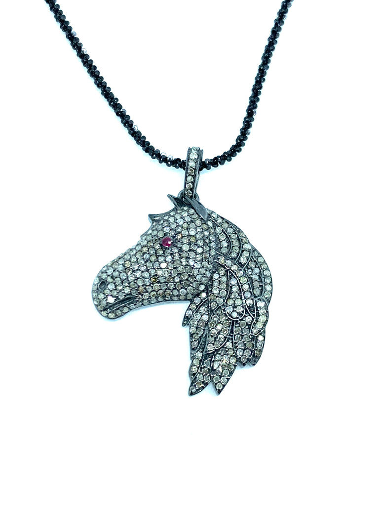 Diamond Horse Head Pendant