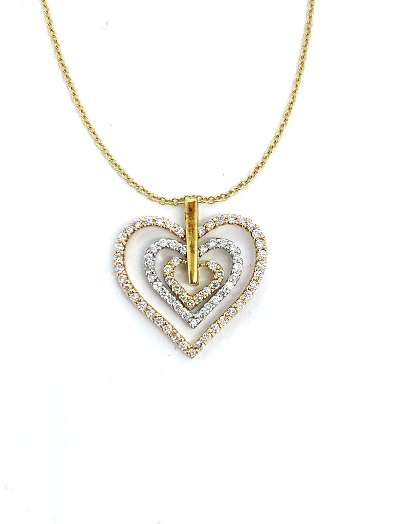 Two Tone triple Heart Pendant