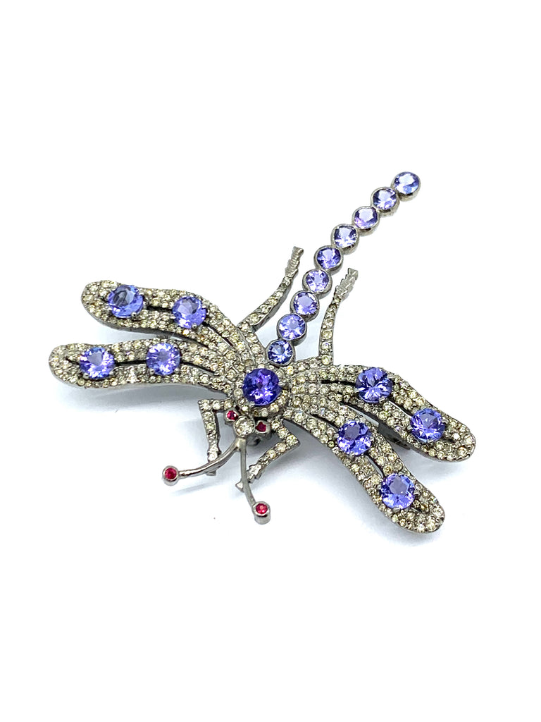 Diamond and Tanzanite Dragonfly Pendant/Pin