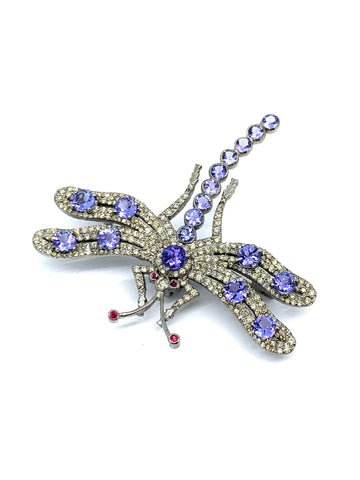 Diamond and Tanzanite Dragonfly Pendant/Pin