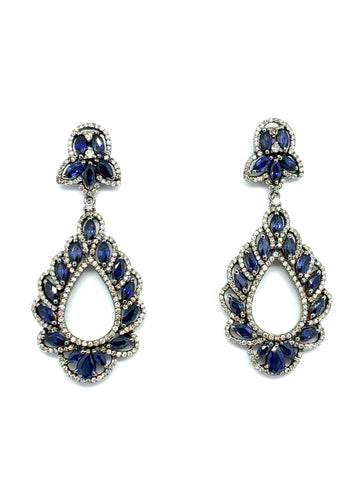 Blue Sapphire and Diamond Earrings