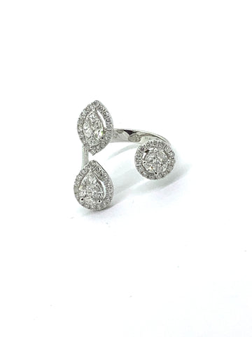 Diamond Three Stone Cluster Ring
