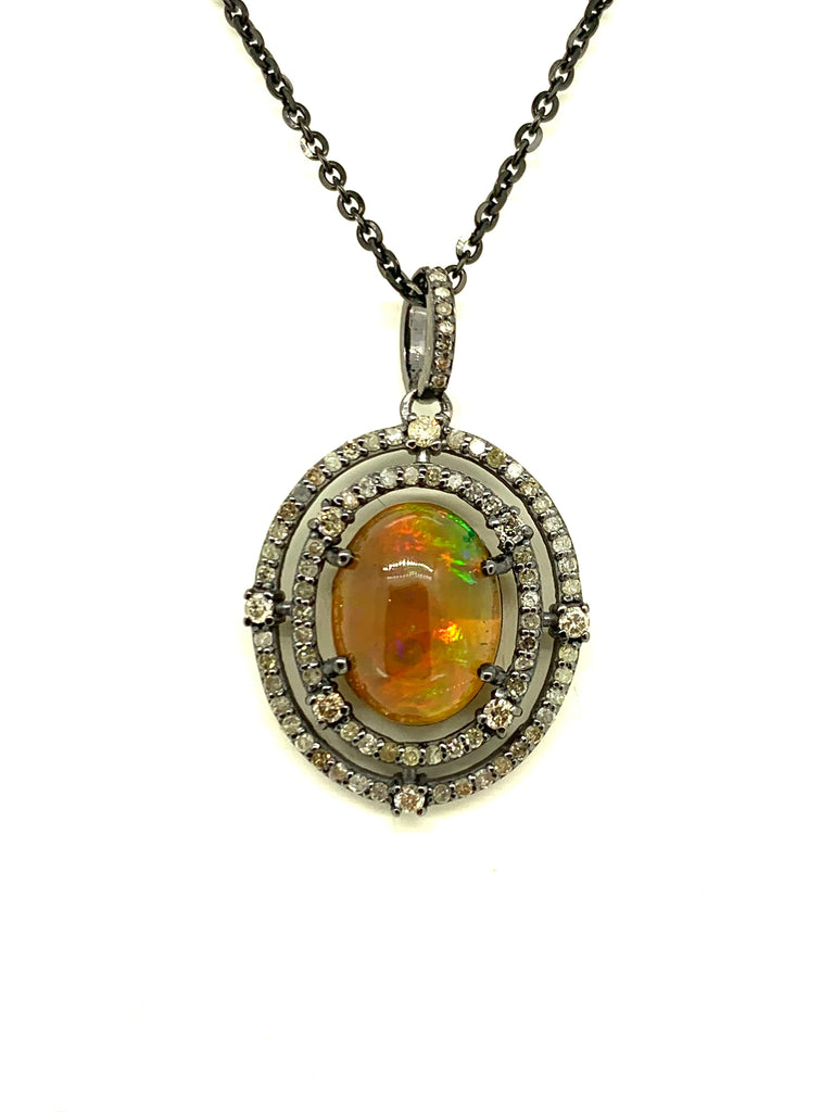 Opal and Diamond Pendant