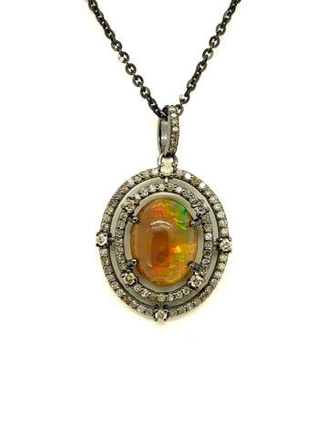 Opal and Diamond Pendant