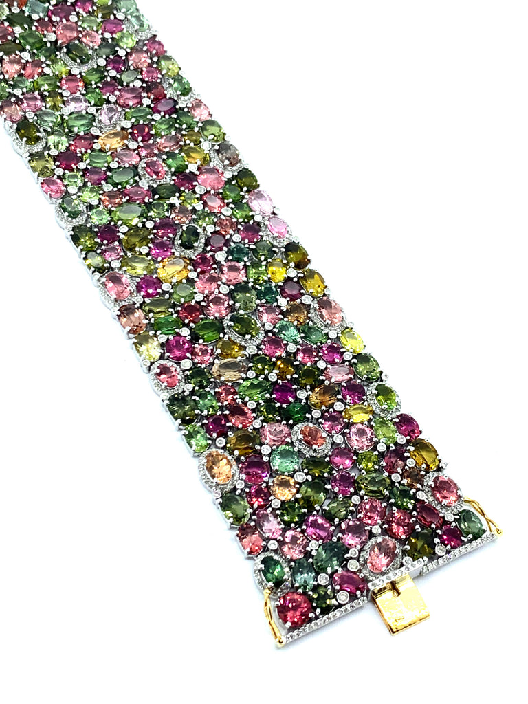 Fabulous Multicolor Tourmaline and Diamond Bracelet