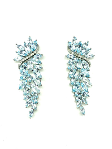 Blue Topaz and Diamond Cascading Earrings