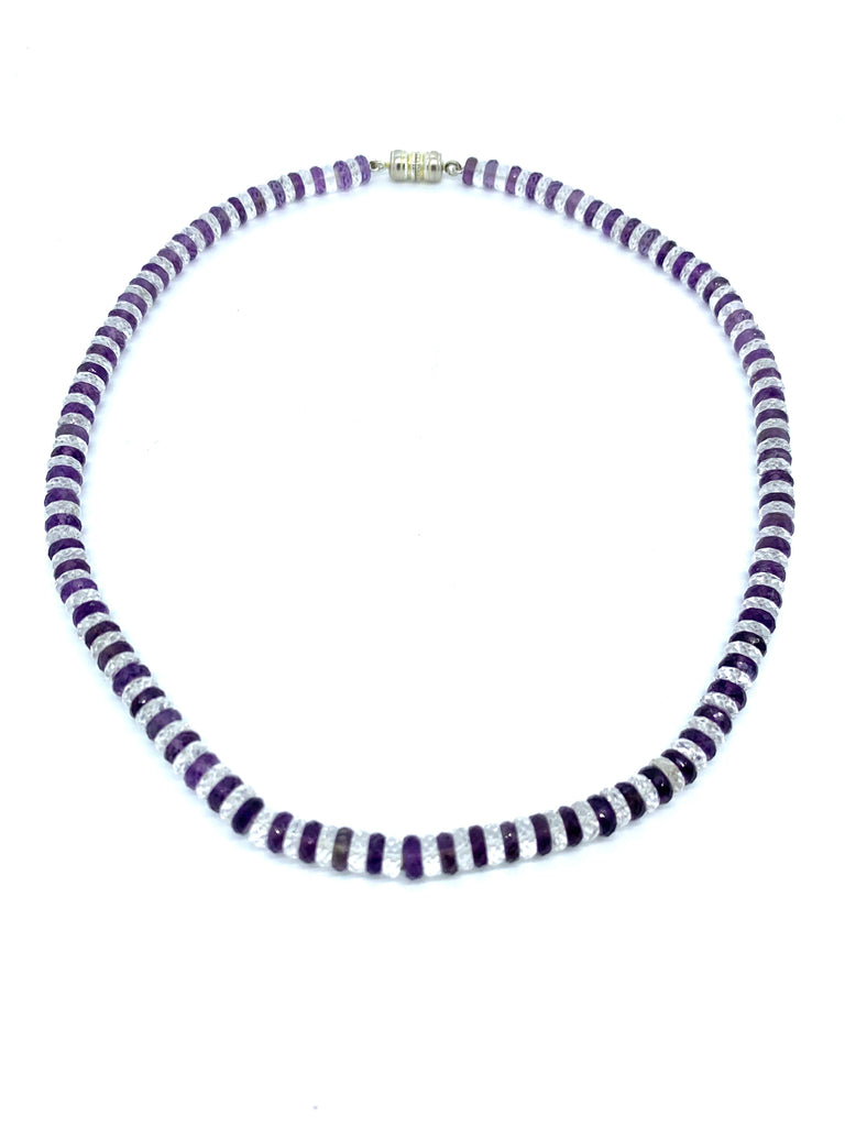 Faceted Amethyst and Crystal Bead Necklace