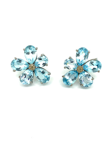 Blue Topaz and Diamond Earrings