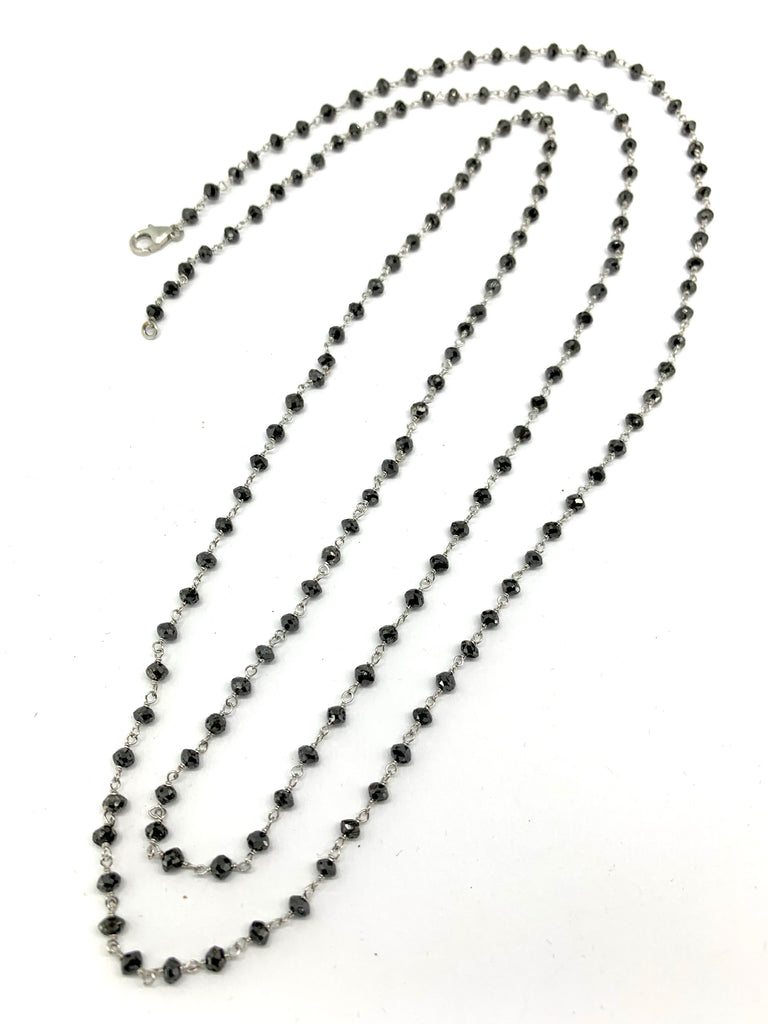Faceted Black Diamond Bead Chain Necklace