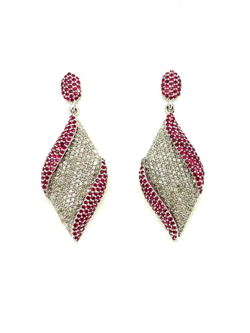 Ruby and Diamond Leaf Earrings