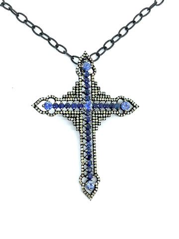 Diamond and Sapphire Cross Pendant