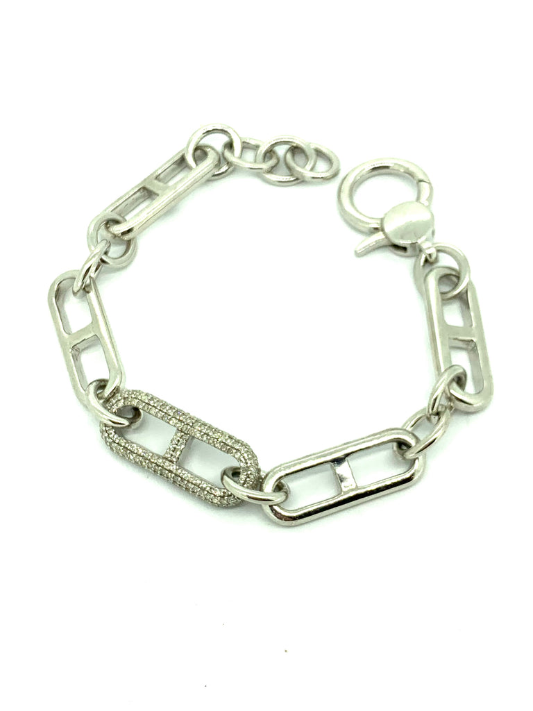 Open Link Bracelet with one Diamond Section