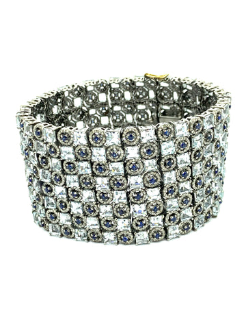 Beautiful Aquamarine,Sapphire And Diamond Statement Bracelet