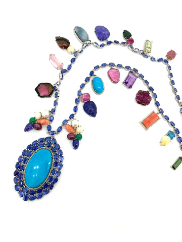 Multicolor Gemstone Charm Necklace