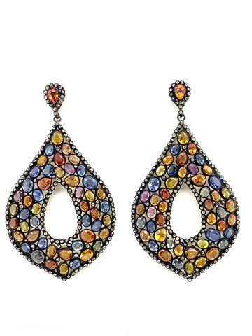 Multi colored Sapphire Hanging Earrings