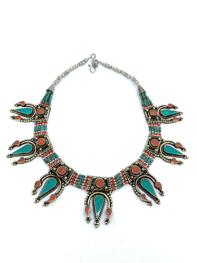 Tebetan Turquoise and Coral Necklace