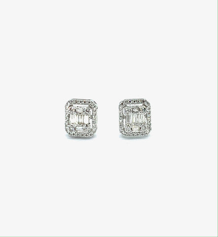 Square Diamond Stud Earrings