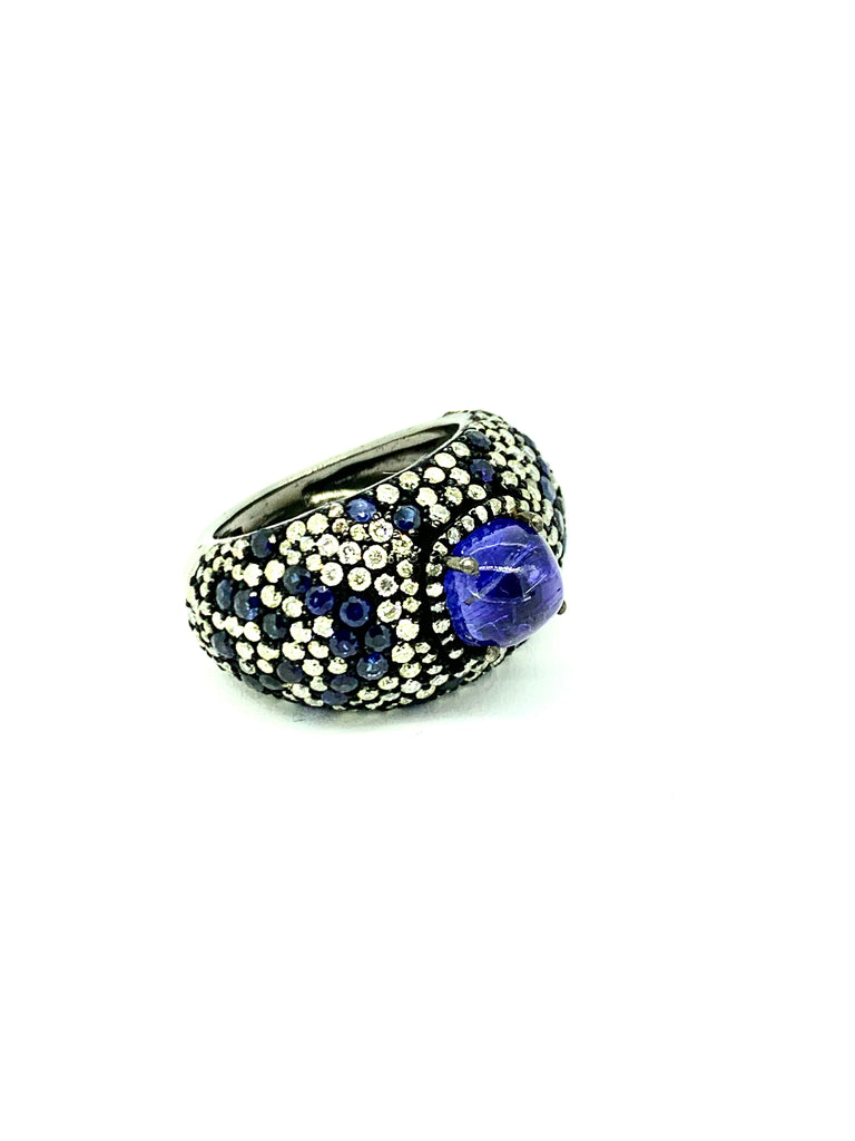 Tanzanite , Sapphire and Diamond Ring