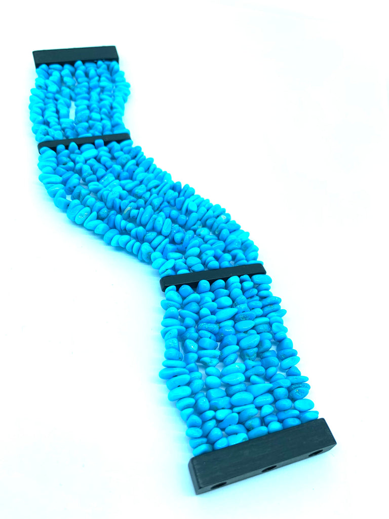 Turquoise and Ebony Wood Bracelet