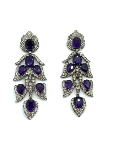 Amethyst and Diamond Earrings