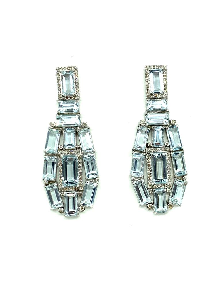 Aquamarine and Diamond Earrings