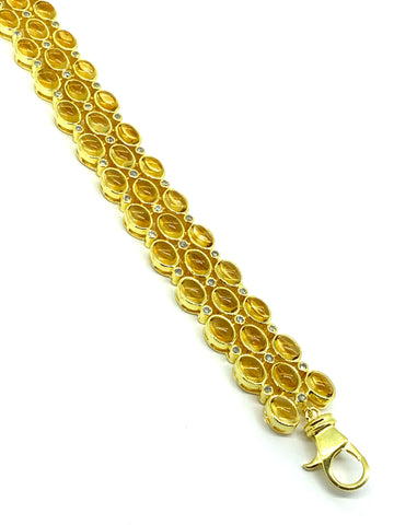 Cabochon Citrine and Diamond Bracelet