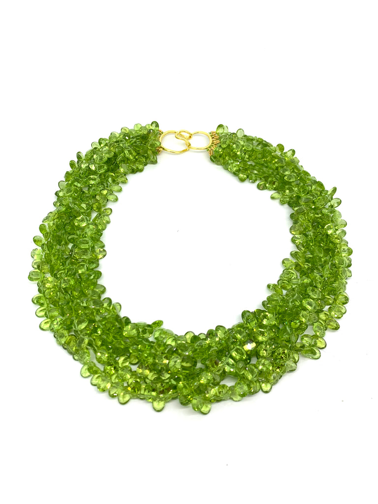 Faceted Peridot Torsade Necklace