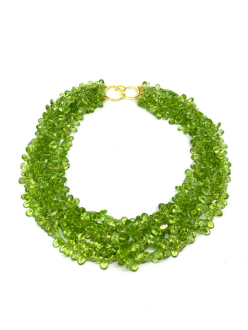 Faceted Peridot Torsade Necklace
