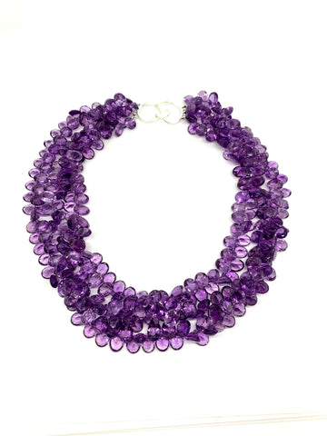 Faceted Amethyst Torsade Necklace