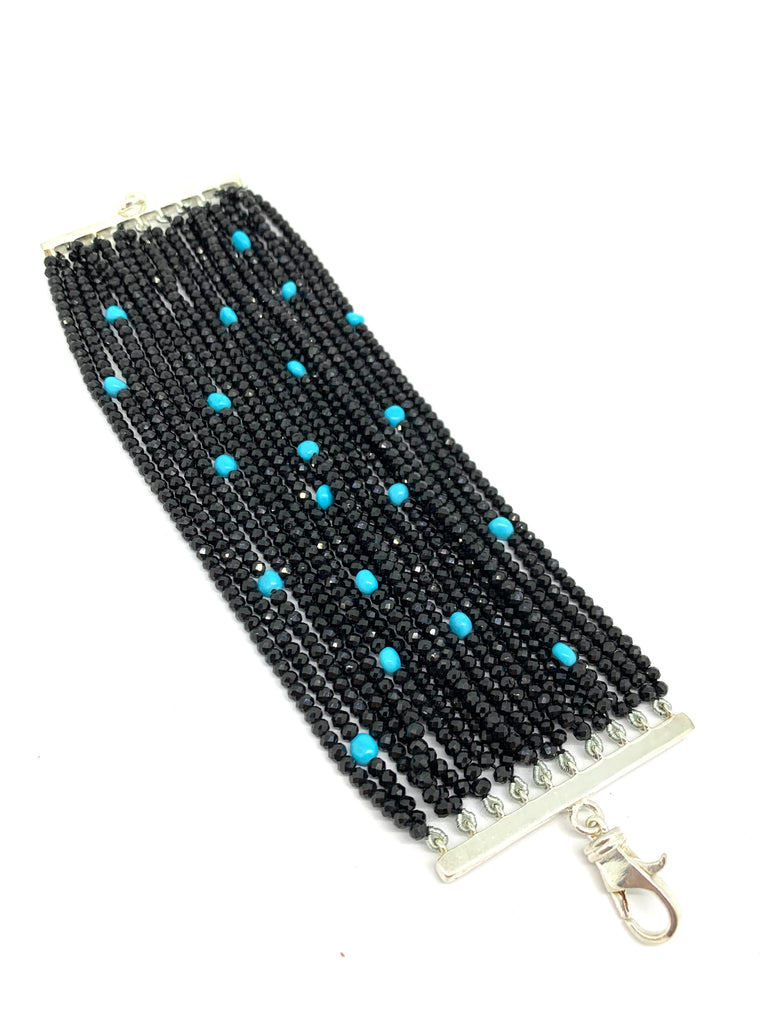 Black Spinel and Turquoise Beaded Bracelet
