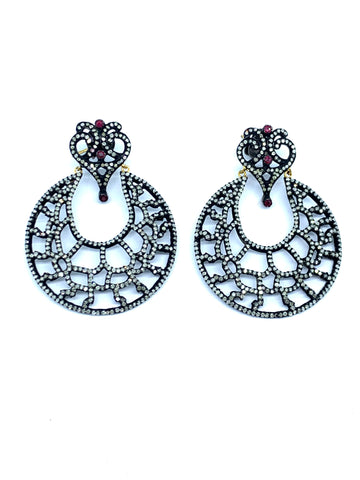 Diamond and Ruby Door Knocker Earrings