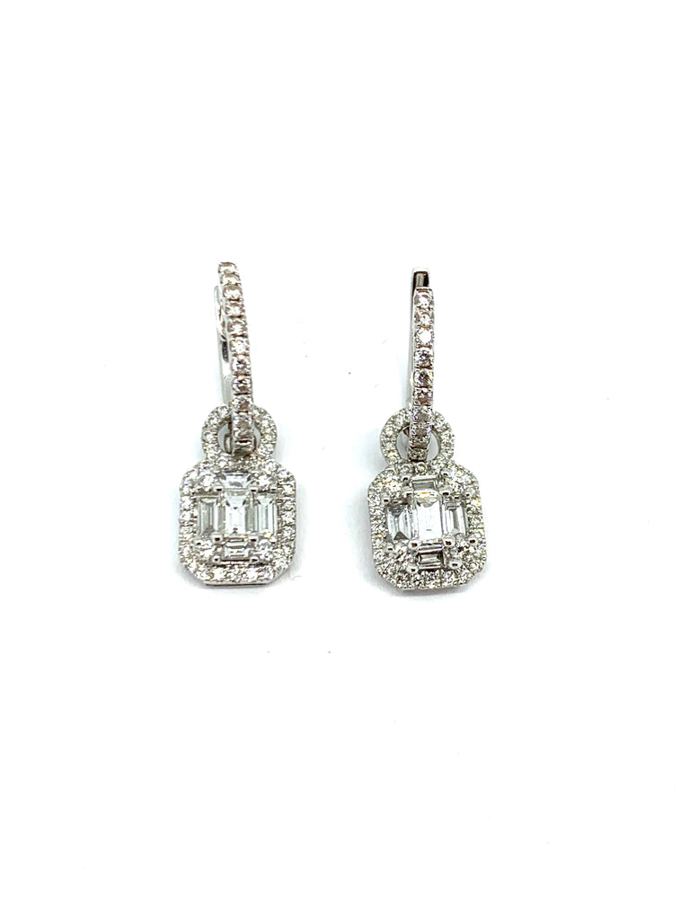 Diamond Drop Hoop Earrings