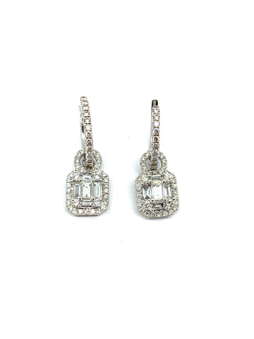 Diamond Drop Hoop Earrings