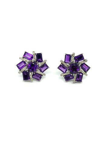 Amethyst and Diamond Earrings