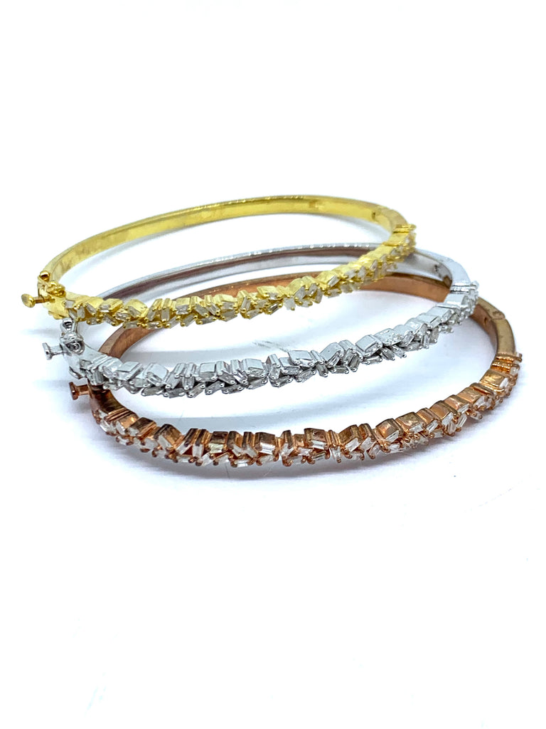 Three Diamond Bangle Bracelets