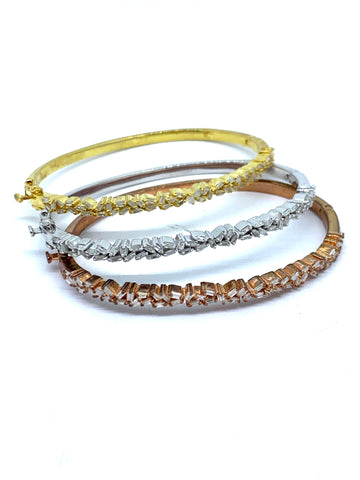 Three Diamond Bangle Bracelets