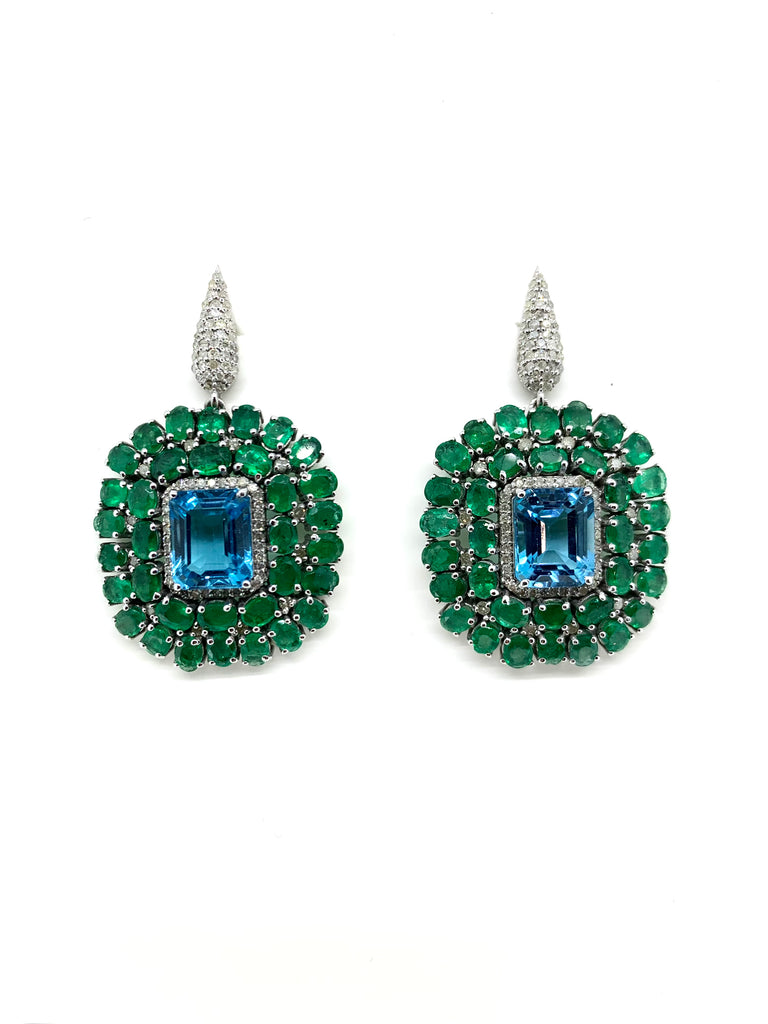 Emerald Topaz and Diamond Earrings